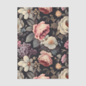 Gorgeous Floral Pattern on Dark Background Tissuepapier (Voorkant)