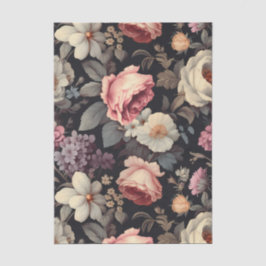 Gorgeous Floral Pattern on Dark Background Tissuepapier