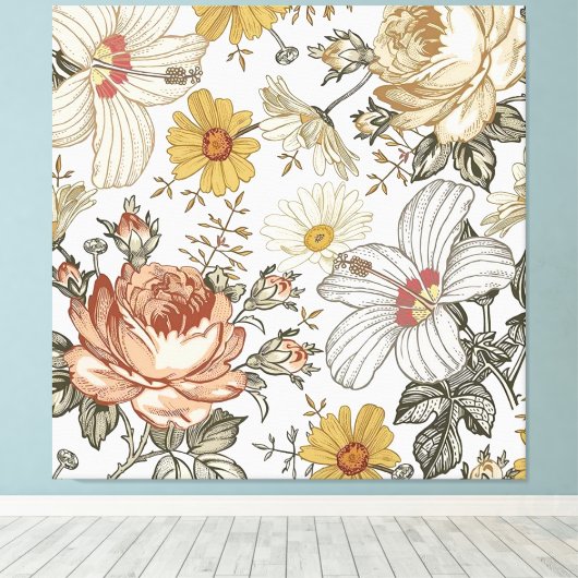 Gorgeous flowers canvas afdruk (Insitu (Houten vloer))