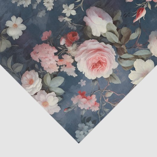Gorgeous Flowers on a Dark Blue Background Tissuepapier (Detail)