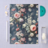 Gorgeous Flowers on a Dark Blue Background Tissuepapier (Craft)