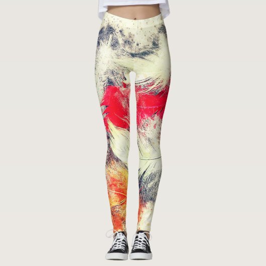Gorgeous Funky Vibrant Feather Design Leggings (Voorkant)