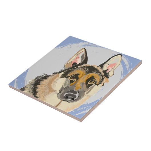 Gorgeous German Shepherd, Alsatian Tegeltje (Zijkant)