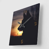 Gorgeous German Shepherd Silhouette Wall Clock Vierkante Klok (Hoek)