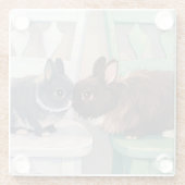 Gorgeous Glass Drink Coasters - Two Rabbits Glazen Onderzetter (Achterkant)