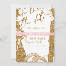 Gorgeous - Gold Pink Save the date 2 Kaart