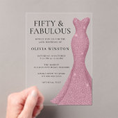 Gorgeous Gown Fifty & Fabulous 50ste verjaardag Acryl Uitnodigingen (Insitu (Draagbaar))