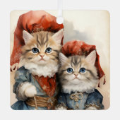 Gorgeous Gray Kitten Couple Christmas  Metalen Ornament (Voorkant)