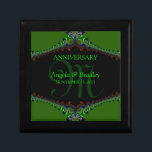 Gorgeous Green Fractal Lace Anniversary Gift Box Cadeaudoosje<br><div class="desc">Unique and Stylish fractal lace borders gorgeous green, purple, deep red with black Centre - Exquisite and elegant custom Wedding, Anniversary or engagement present. Personalize with names, verjaarary date and monogram or numbers - made into a wonderful wooden gift box to keep trinkets, jewellery box for your special keepsakes. Makes...</div>