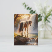 Gorgeous Horse at the Waterfall Briefkaart (Staand voorkant)