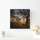 Gorgeous Horse in the Sunset Clock Vierkante Klok (Huis)