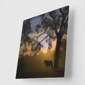 Gorgeous Horse in the Sunset Clock Vierkante Klok (Hoek)