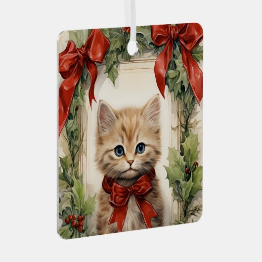 Gorgeous Kitten  Christmas  Metalen Ornament (Voorkant Rechts)