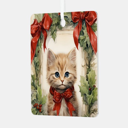 Gorgeous Kitten  Christmas  Metalen Ornament (Voorkant links)