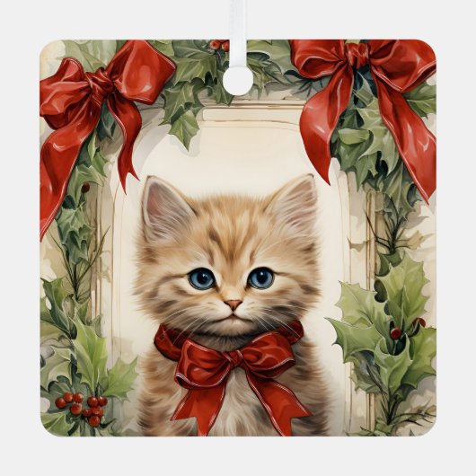 Gorgeous Kitten  Christmas  Metalen Ornament (Voorkant)