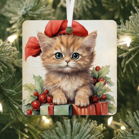 Gorgeous Kitten  Christmas  Metalen Ornament (Insitu)