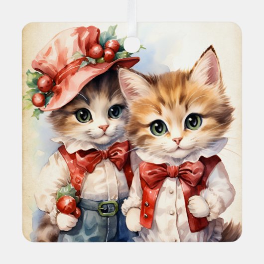 Gorgeous Kitten Couple Christmas  Metalen Ornament (Voorkant)
