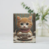 Gorgeous Kitty in Pink Pearls at Tea Briefkaart (Staand voorkant)