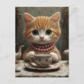 Gorgeous Kitty in Pink Pearls at Tea Briefkaart (Voorkant)