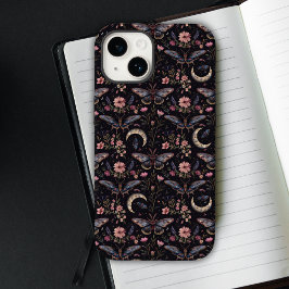Gorgeous Moths Flowers and Moons Pattern Case-Mate iPhone 14 Hoesje