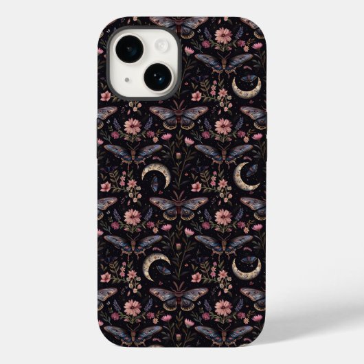 Gorgeous Moths Flowers and Moons Pattern Case-Mate iPhone Case (Achterkant)