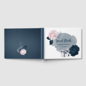 gorgeous navy blue & pink flowers botanical gastenboek (Volledig)