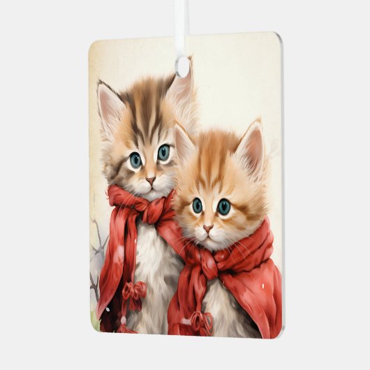 Gorgeous Orange Kitten Couple Christmas Metalen Ornament (Voorkant links)