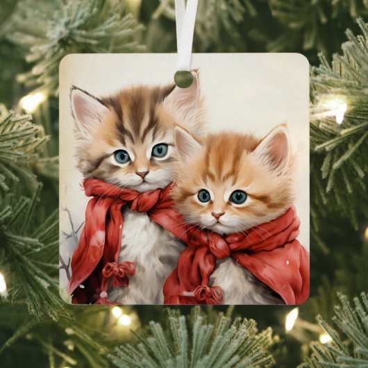 Gorgeous Orange Kitten Couple Christmas  Metalen Ornament (Insitu)
