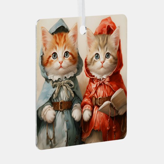 Gorgeous Orange Kitten Couple Christmas  Metalen Ornament (Voorkant Rechts)