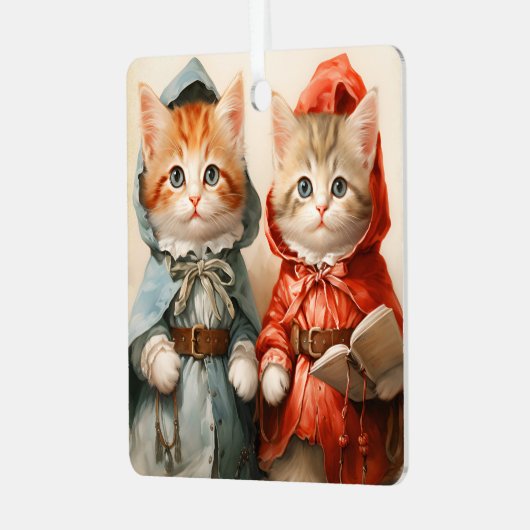 Gorgeous Orange Kitten Couple Christmas  Metalen Ornament (Voorkant links)