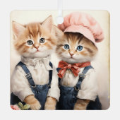 Gorgeous Orange Kitten Couple Christmas  Metalen Ornament (Voorkant)