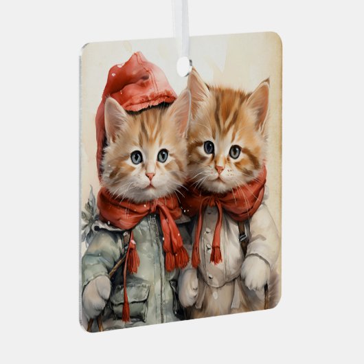 Gorgeous Orange Kitten Couple Christmas  Metalen Ornament (Voorkant Rechts)
