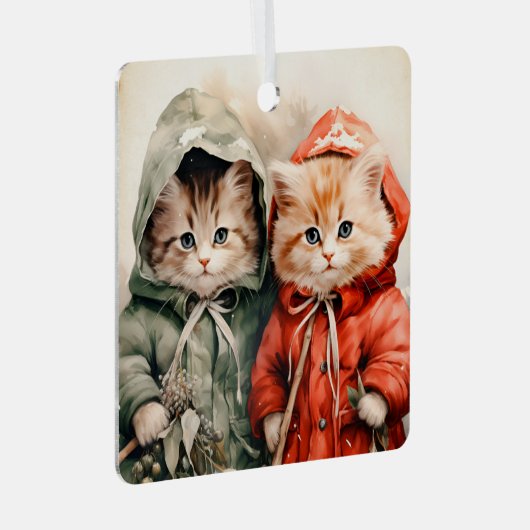 Gorgeous Orange Kitten Couple Christmas  Metalen Ornament (Voorkant Rechts)