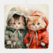 Gorgeous Orange Kitten Couple Christmas  Metalen Ornament (Voorkant)