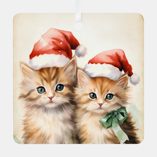 Gorgeous Orange Kitten Couple Christmas  Metalen Ornament (Voorkant)