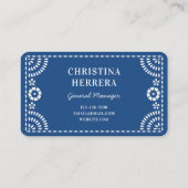 Gorgeous Ornate Blue Papel Picado Frame Catering Visitekaartje (Achterkant)