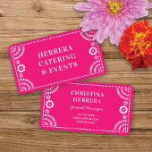 Gorgeous Ornate Hot Pink Papel Picado Catering Visitekaartje