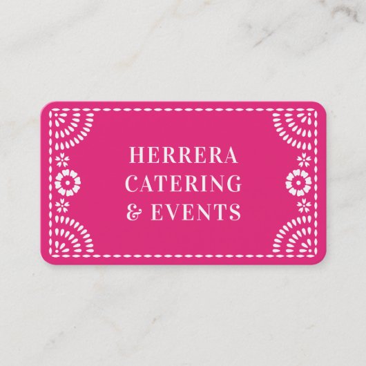 Gorgeous Ornate Hot Pink Papel Picado Catering Visitekaartje (Voorkant)