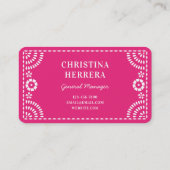 Gorgeous Ornate Hot Pink Papel Picado Catering Visitekaartje (Achterkant)