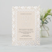 Gorgeous Ornate Indian Wedding Neutral + Silver Folie Uitnodiging (Staand Voorkant)