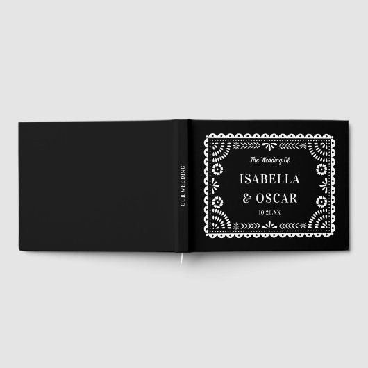 Gorgeous Ornate Papel Picado Black Wedding  Gastenboek (Volledig)