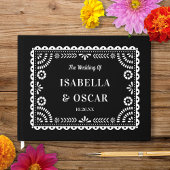 Gorgeous Ornate Papel Picado Black Wedding Gastenboek