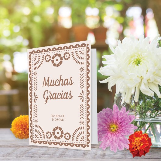 Gorgeous Ornate Papel Picado Chic Neutral Wedding Bedankkaart