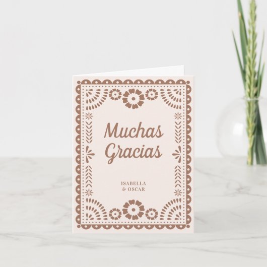 Gorgeous Ornate Papel Picado Chic Neutral Wedding Bedankkaart (Voorkant)