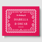 Gorgeous Ornate Papel Picado Hot Pink Wedding  Gastenboek (Voorkant)