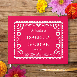 Gorgeous Ornate Papel Picado Hot Pink Wedding  Gastenboek
