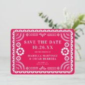 Gorgeous Ornate Papel Picado Photo Pink Wedding Save The Date (Staand voorkant)