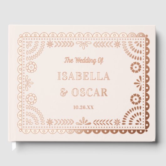 Gorgeous Ornate Papel Picado Rose Gold Wedding  Gastenboek (Voorkant)