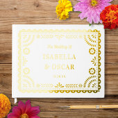 Gorgeous Ornate Papel Picado Wedding Gold Gastenboek