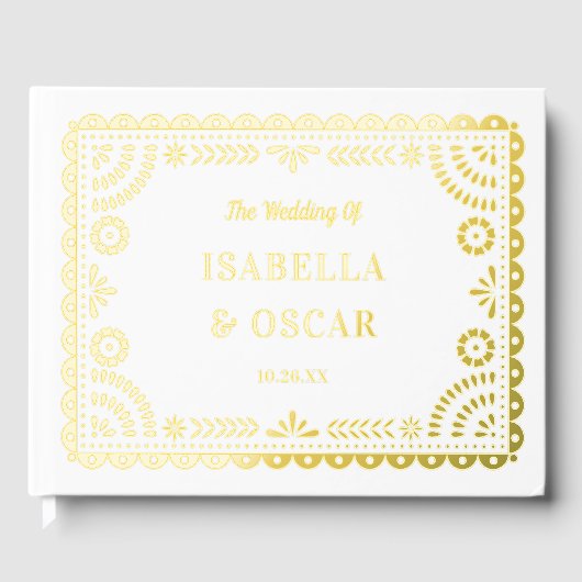 Gorgeous Ornate Papel Picado Wedding Gold Gastenboek (Voorkant)